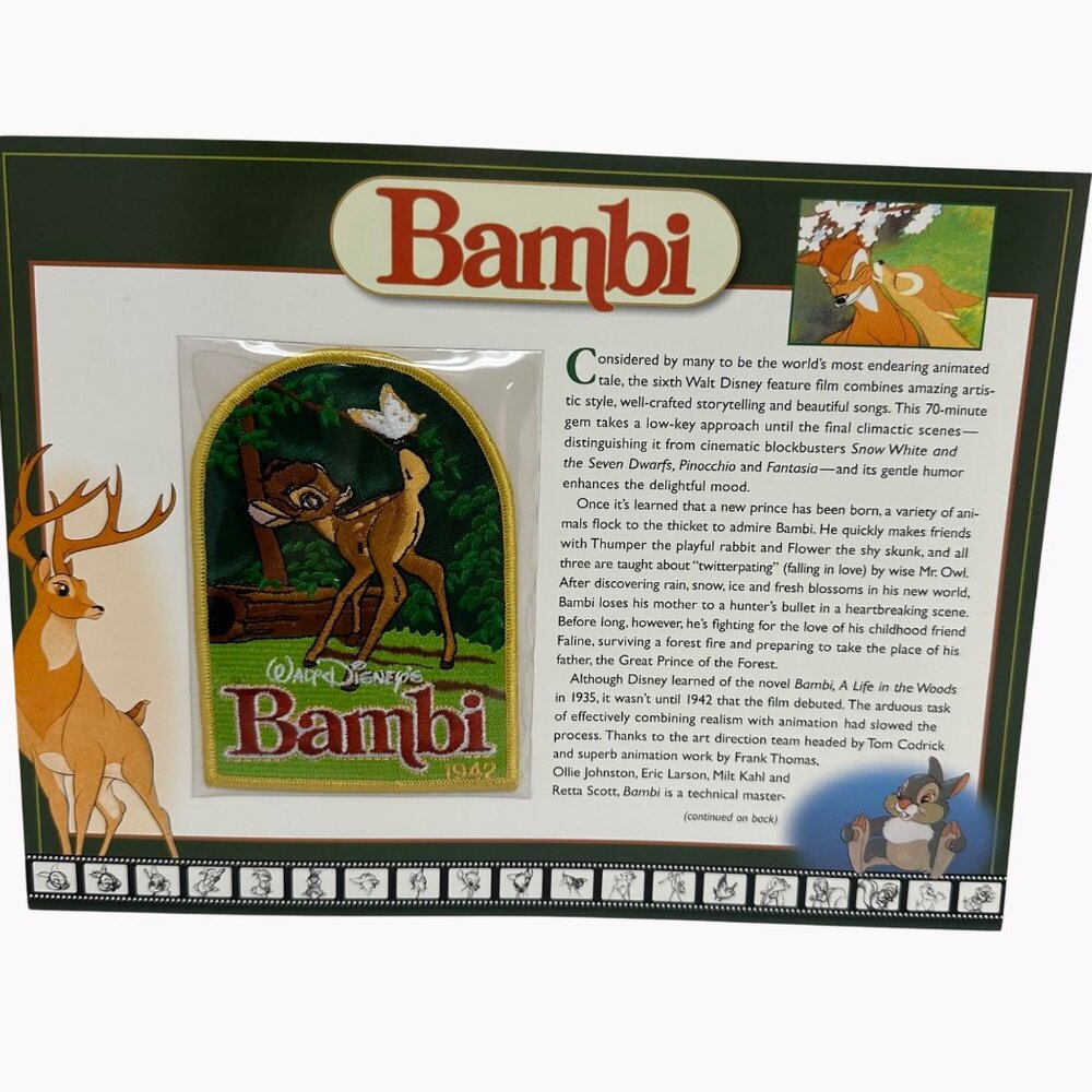Willabee & Ward Disney Bambi 1942 Collectible Patch & Card Set